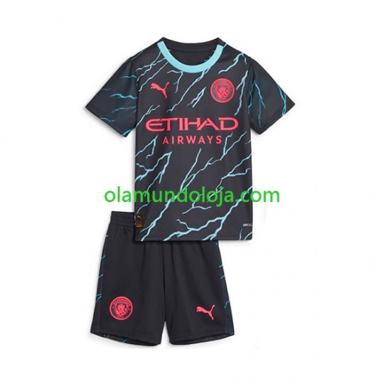Camisola Manchester City Criança Equipamento Terceiro 2023-2024 Manga Curta